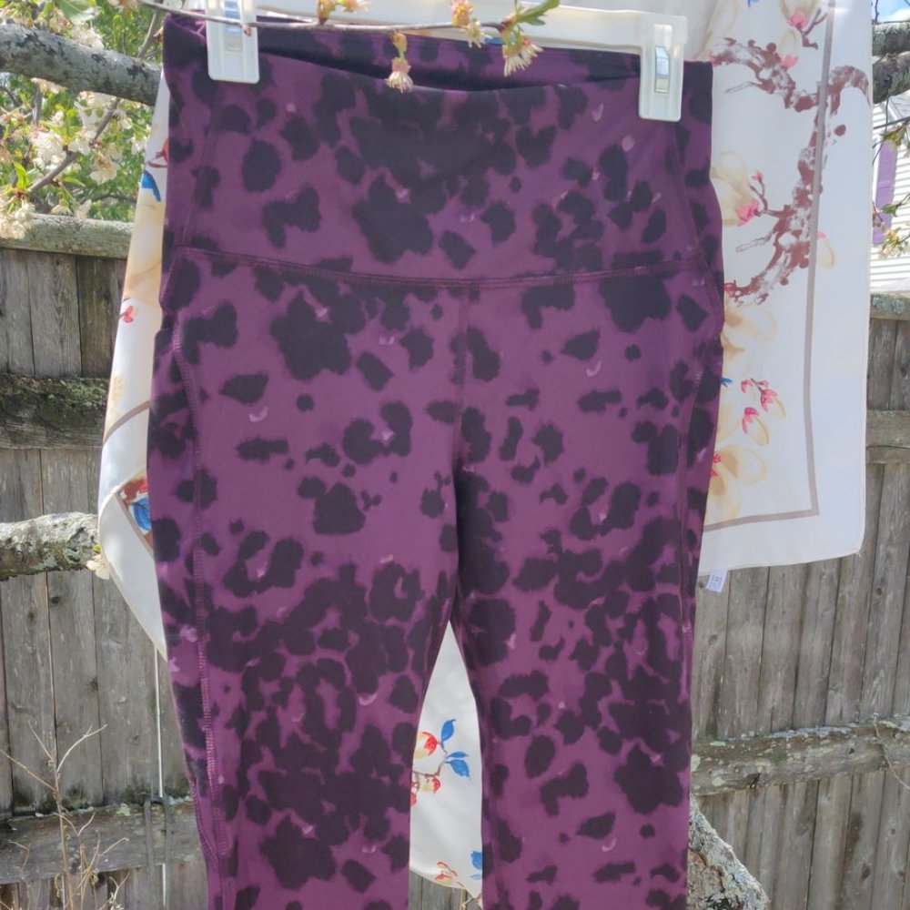all in motion purple camo full length workout athletic leggings with pockets